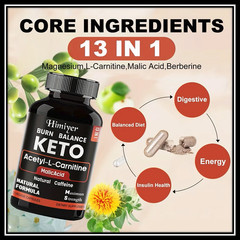 Keto Diet Pills Berberine,Malic Acid,Advanced Ketogenic Caps Fat Burner 6o Pills