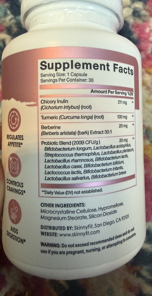 SkinnyFit Natural Slimming Probiotic 30 Capsules – 1 Bottle Sealed Ex: 06/2027