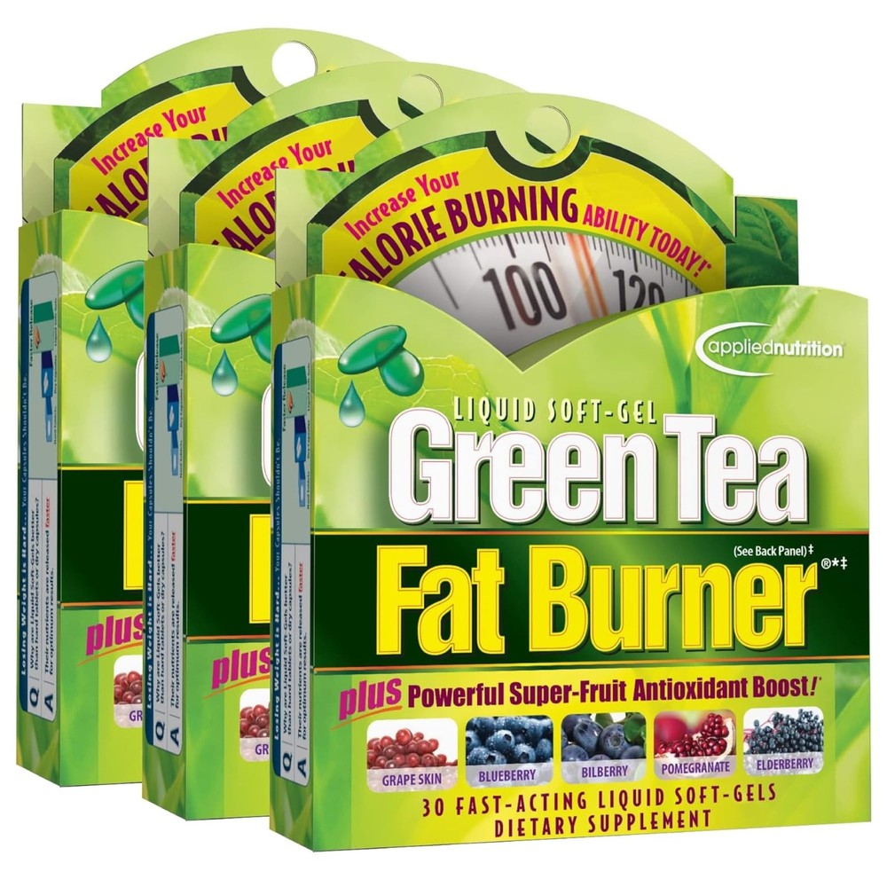 Applied Nutrition Green Tea Fat Burner – 30 Liquid 30 Count (Pack of 3)