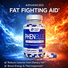 PHEN-BLUE Fat Fighting Formula with ThermoBurn Ultra Energy 120 Capsules
