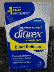 168 Diurex Maximum Strength BLOAT RELIEVER Caffeine Free (7 boxes of 24 caplets)