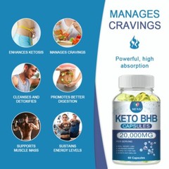 For Adult 3 x 60Pcs 20000mg Keto BHB Capsules Carb Locker Weight Loss Fat Burner
