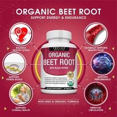 Toplux Organic Beet Root Powder Tablets – Natural Nitric Oxide Beets to Support