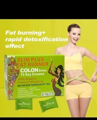 SLIM PLUS FAT BURNER Colon Detox-15 Days Cleanse 100% Organic (2 Packs-30 Days)