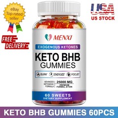 60 Keto BHB Gummies For Fat Burn ACV Weight Loss Detox Keto Diet Pills Gummy USA