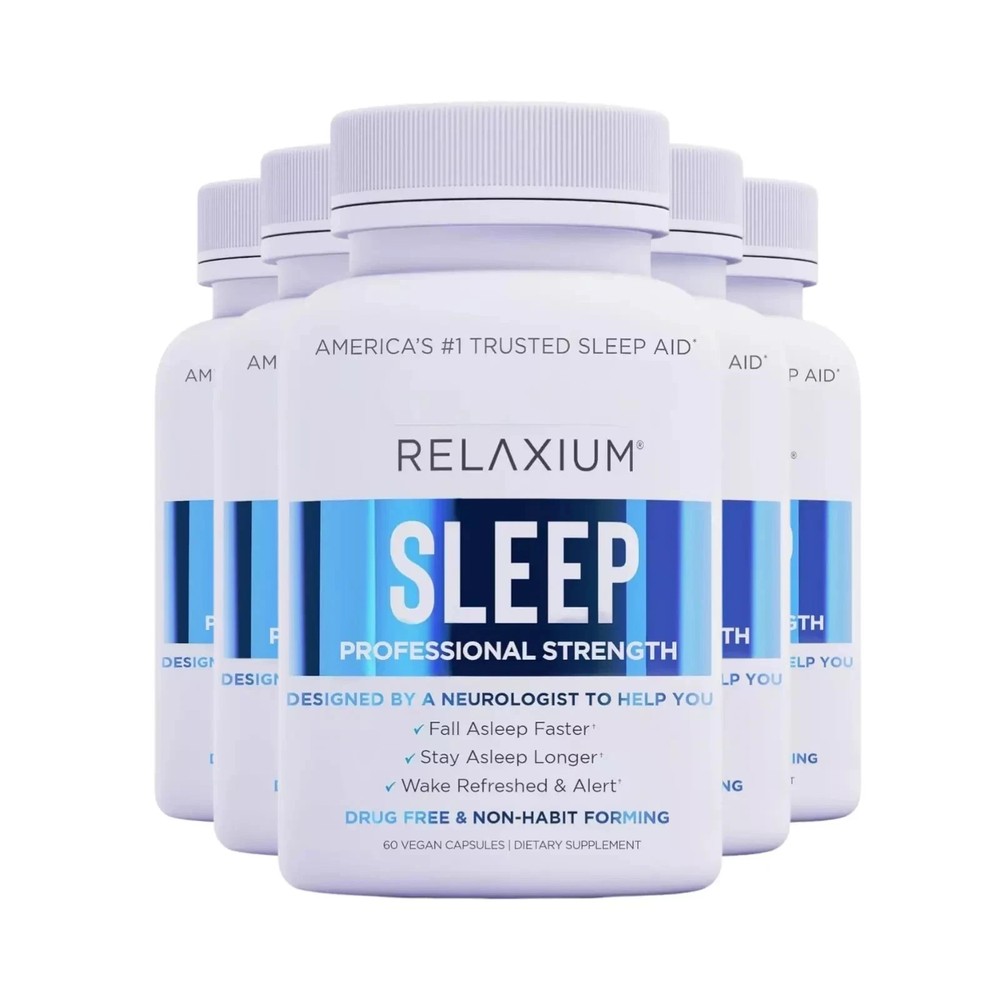 5 Pack Relaxium Sleep Natural Dietary Supplement for Better Sleep – Free Ship