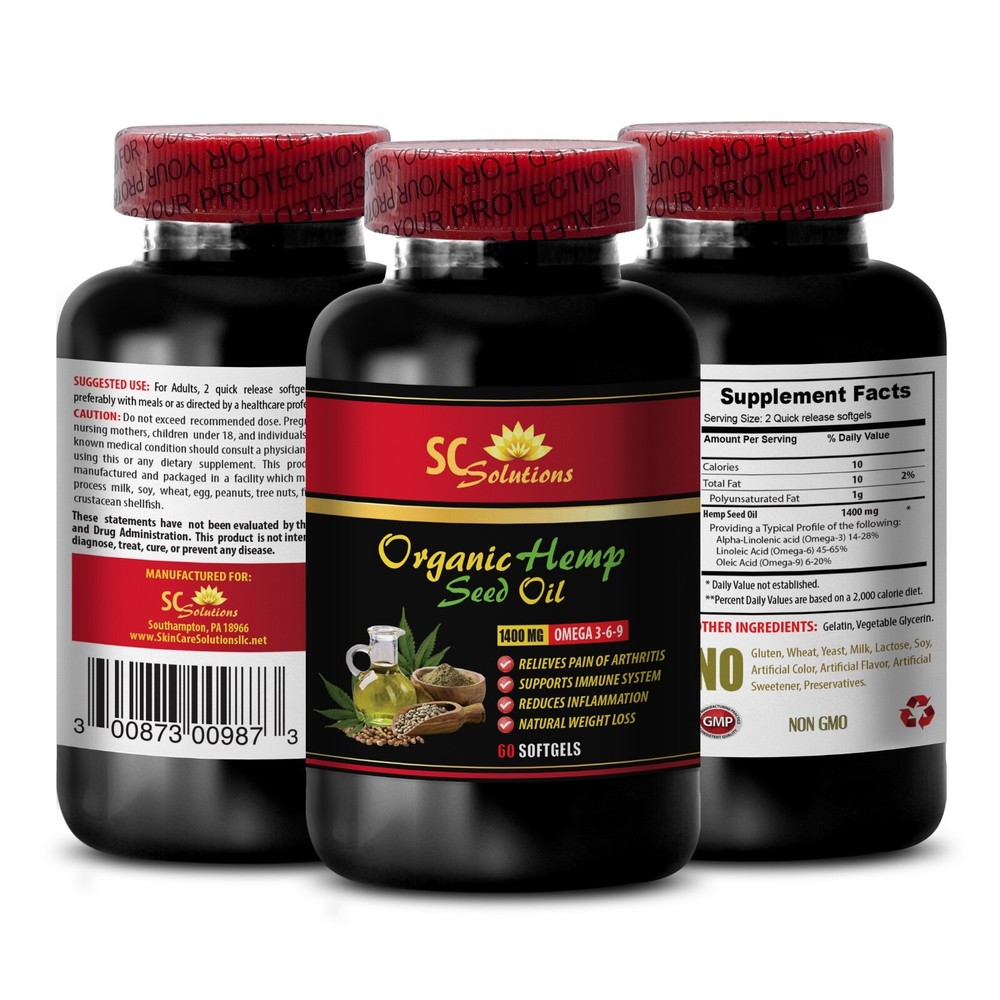 hemp seed oil capsules – HEMP SEED OIL 1400mg – fatty acids, fat burner – 1 Bot