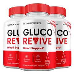 Gluco Revive Blood Support Capsules, All Natural Supplement (3 Pack)