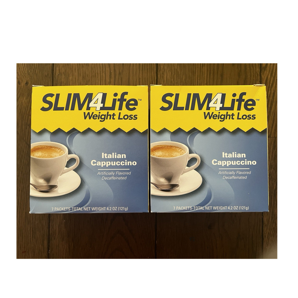 Slim4Life Decaf Italian Cappuccino Weight Loss Powder Supplement 2 Boxes 4.2 oz
