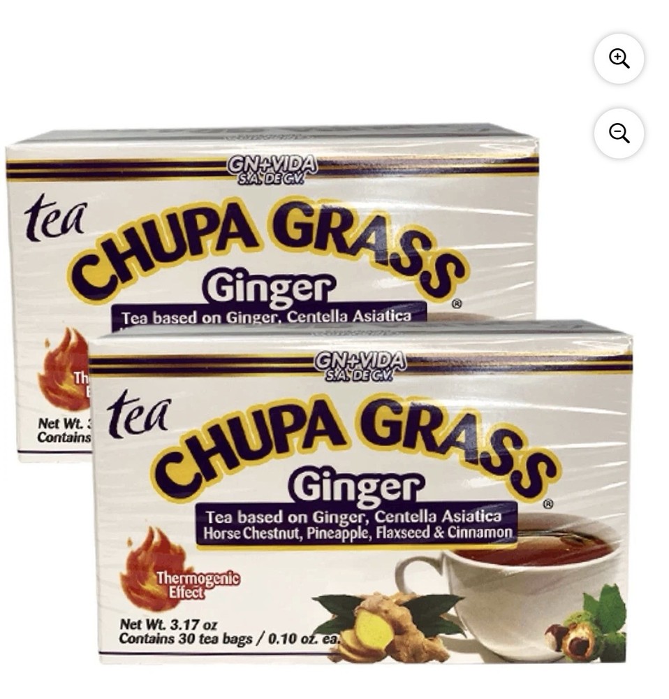 2 PACK Chupa Grass Ginger Jengibre Thermogenic Tea 60 Day Supply Linaza Flax New