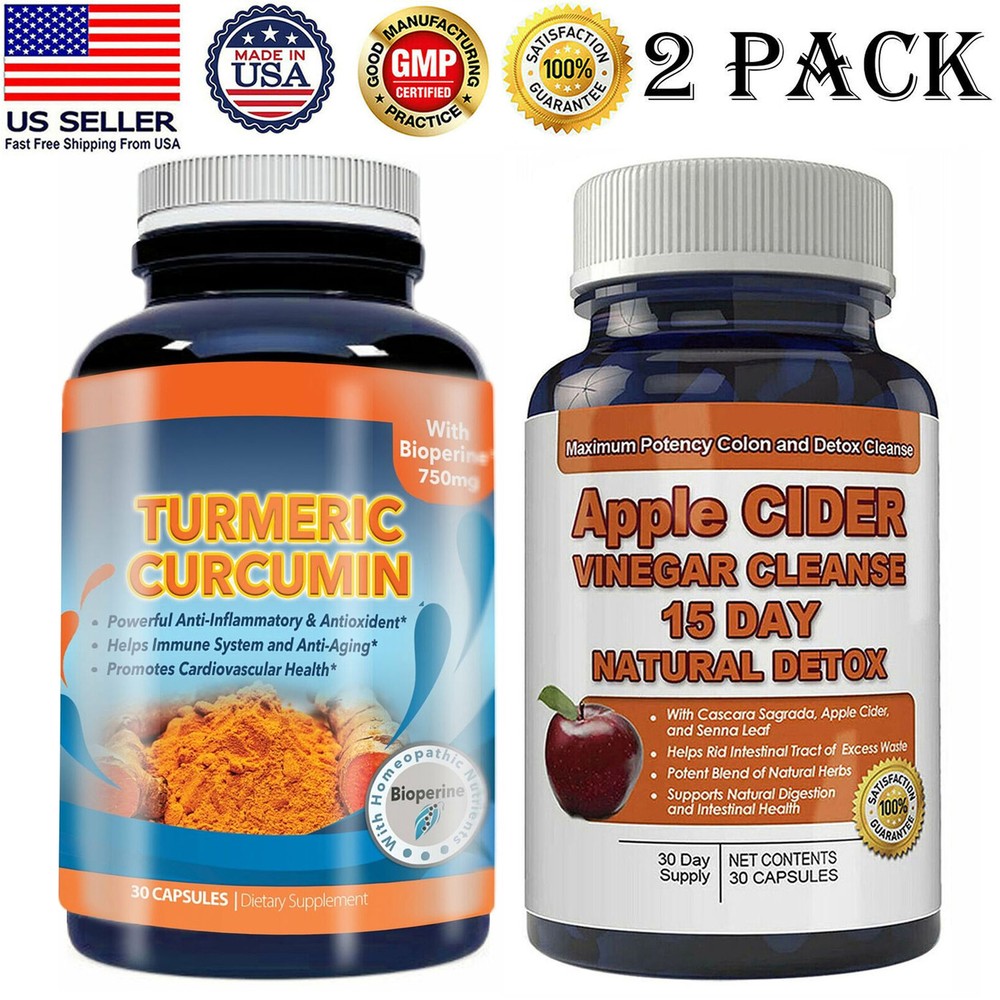 Turmeric Curcumin Immune Support & Apple Cider Vinegar Weight Management 60 Caps