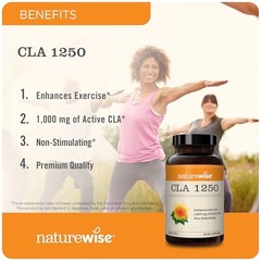 NatureWise CLA 1250 – Conjugated Linoleic Acid 90 Count (Pack of 1), Brown