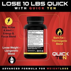 Quick Ten Fat Burner Appetite Suppressant 60 Caps Drop 10 Quick EXP 3/28