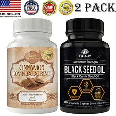High Potency Black Seed Oil Pills Cinnamon 1000mg Capsules Weight Loss Combo Pk