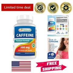 Natural Energy with 200mg Caffeine Pills – 120 Count, Sugar-Free Formula