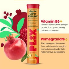 Pack of 8 PLIX THE PLANT FIX Apple Cider Vinegar 15 Effervescent Orange Tablets