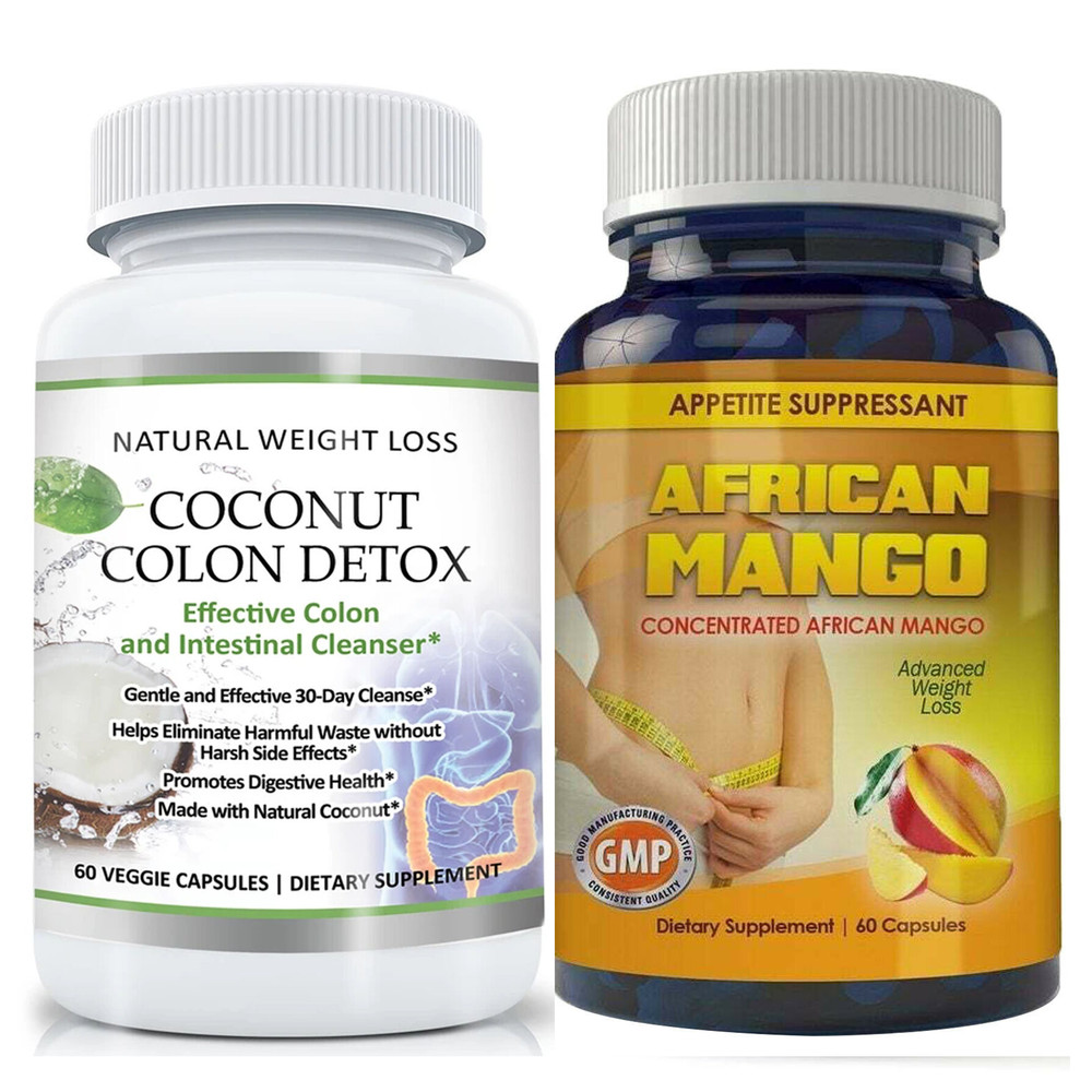 Coconut Colon Detox Cleanse & African Mango Weight Loss Fat Burn Capsules Combo