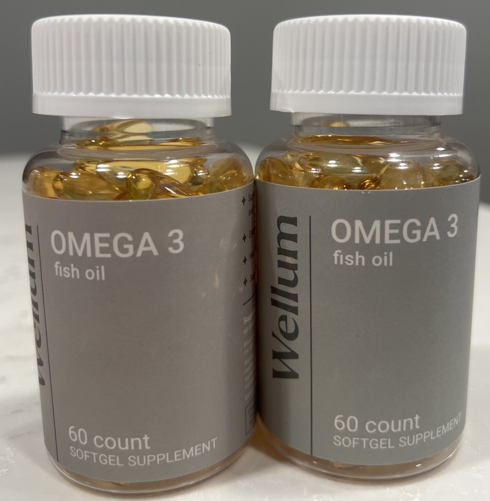 2x Wellum Omega 3 Fish Oil 60 Count SoftGel Supplement Exp 02/2028 Free Shipping