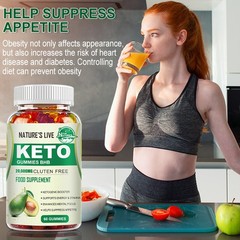 Keto Gummies Ketone Advanced Weight Loss Fat Burner Dietary Supplement, 60 Gummy