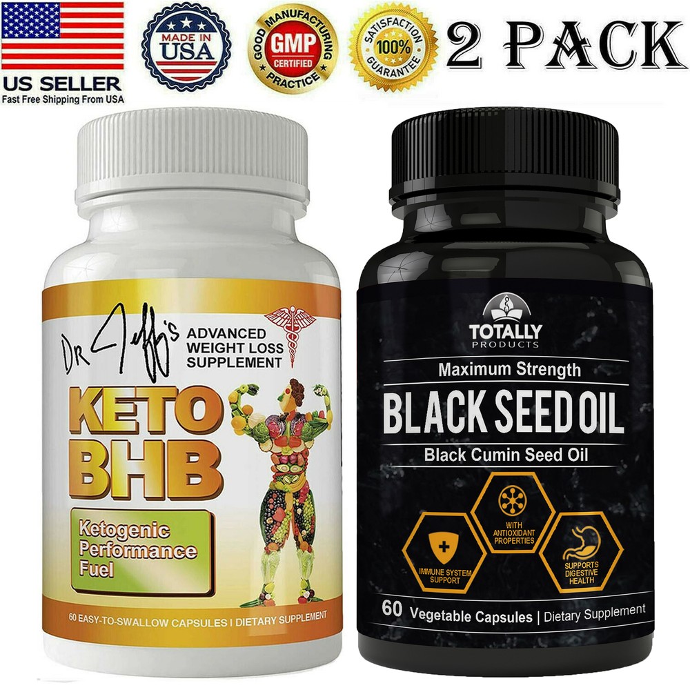High Potency Black Seed Oil Capsules Keto BHB Weight Loss Diet Pills Combo Pk