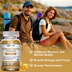 Red Korean Panax Ginseng 1600mg 120 Capsules – Energy/Endurance/Memory/Sex Drive