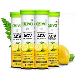 OZiva ACV Moringa Apple Cider Vinegar Tablets Lemon Masala 15tab (Pack of 4)