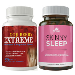 Goji Berry 500mg Immune Supplement and Skinny Sleep Support Weight Management