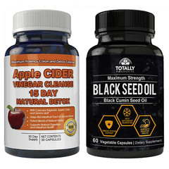 Apple Cider Vinegar Cleanse Detox Capsules High Potency Black Seed Oil Pills 2pk