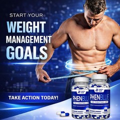 PHEN-BLUE Powerful Energy Thermogenic Weight Management Diet Pills 120 Capsules