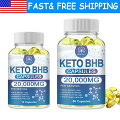 10/60PCS KETO BHB 20000mg PURE Ketone FAT BURNER Weight Loss Diet Pills Ketosis