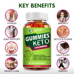 60pcs Keto Gummies Ketone Advanced ACV Weight Loss Fat Burner Dietary Supplement