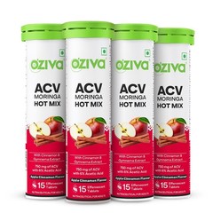 OZiva ACV Moringa Hot Mix Apple Cider Vinegar Apple Cinnamon (15 x 4=60 Tabs) FS