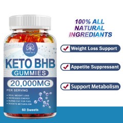 Keto BHB Gummies 2000MG Apple Cider Vinegar ACV Weight Loss Fat Burner 60 Gummy