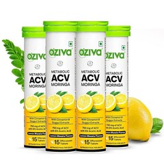 OZiva ACV Moringa Apple Cider Vinegar Tablets Lemon Masala 15 Tab (Pack of 4)