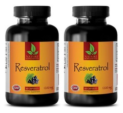Max Strength Immune Function Support RESVERATROL 1200Mg – 2 Bottles 120 Capsules