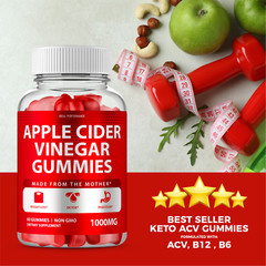 Apple Cider Vinegar Gummies With ACV Mother (60 Gummies, 1 Bottle)