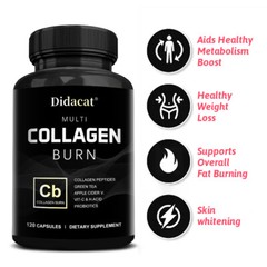 Collagen Peptides Improve Skin Elasticity Hydration Promote Fat Burning 120 Ct