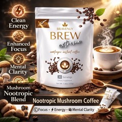 Bravenly Global Brew Extreme Nootropic Instant Coffee 30 New Sealed scoop