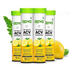 OZiva ACV Moringa Control Cravings Apple Cider Vinegar Cinnamo Guggul Pack of 4