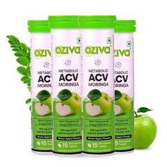 4 X OZiva ACV Moringa Control Cravings No Added Sugar Effervescent 60 Tabs