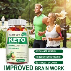 Keto Gummies Ketone Advanced Weight Loss Fat Burner Dietary Supplement, 60 Gummy