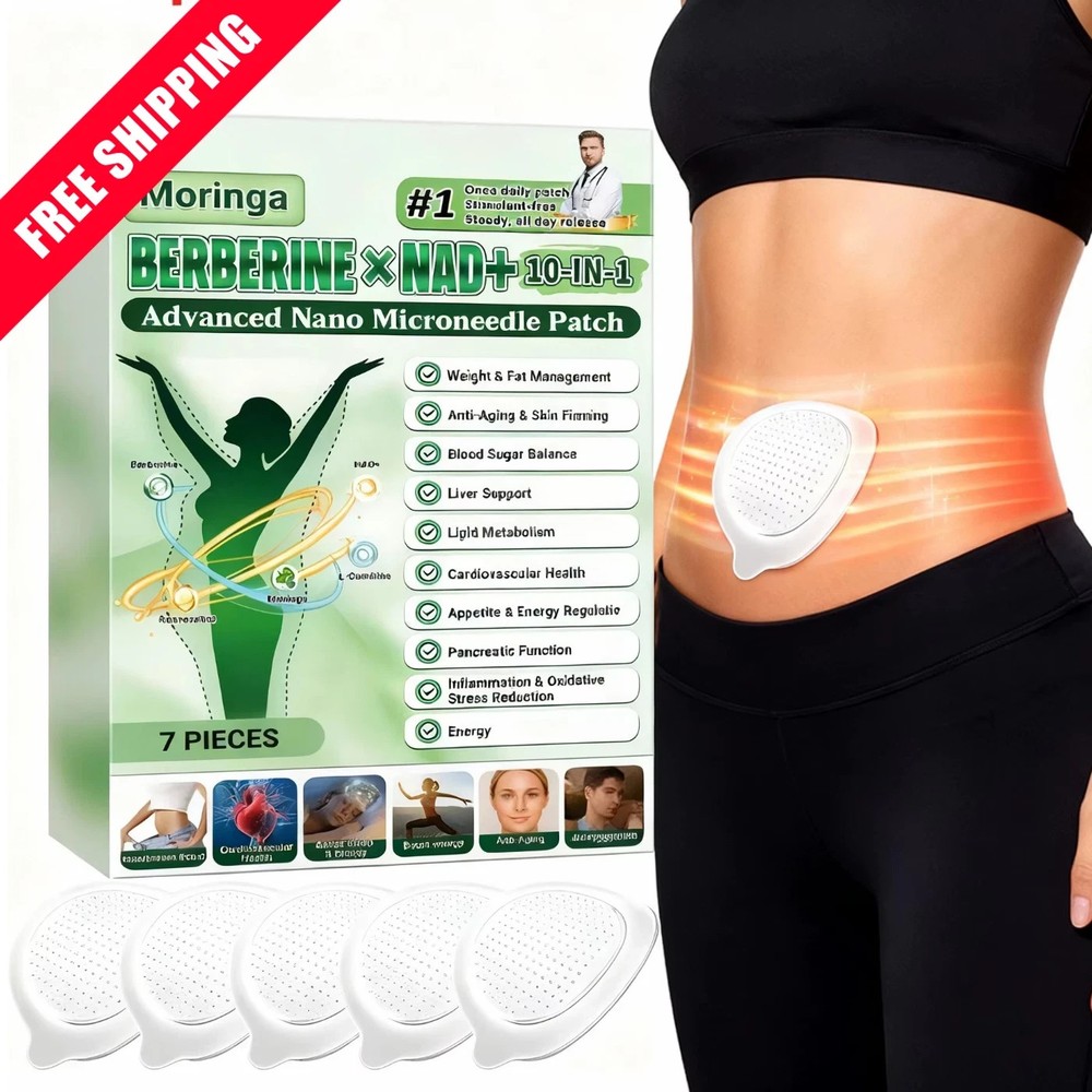 10-in-1 Moringa Berberine Weight Loss Patch Nano Microneedle Slimming 7pcs