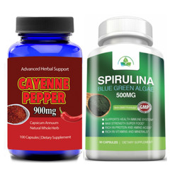 Cayenne Pepper Weight Loss Capsules Spirulina Algae Immune Health Supplements