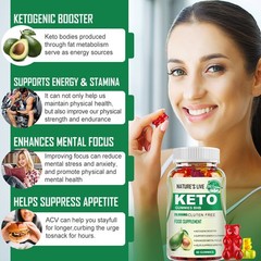 Keto Gummies Ketone Advanced Weight Loss Fat Burner Dietary Supplement, 60 Gummy