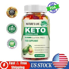 Keto Gummies Ketone Advanced Weight Loss Fat Burner Dietary Supplement, 60 Gummy