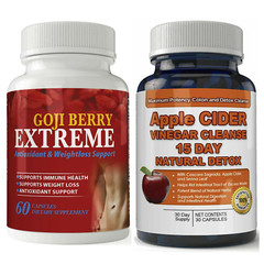 Apple Cider Vinegar Intestinal Cleanse & Goji Berry 500mg Immune Support 60 Caps