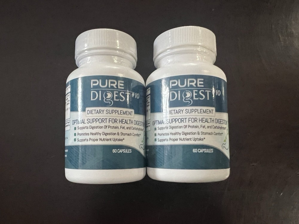 Pure Digest Capsules Dietary Supplements Lot Of 2 60 Count New Exp 02/18
