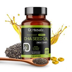 Dr. HERBALIST Chia Seed Oil Capsules 1600mg 60ct Cold Pressed Salvia Hispanica