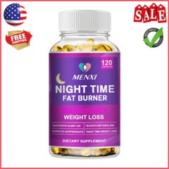 Night Time Fat Burner 120 Capsules Weight Loss Appetite Suppressant Sleep Aid US