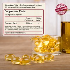 Apple Cider Vinegar Capsules – 1800mg with The Mother Vegan Pills,Detox 60 Caps